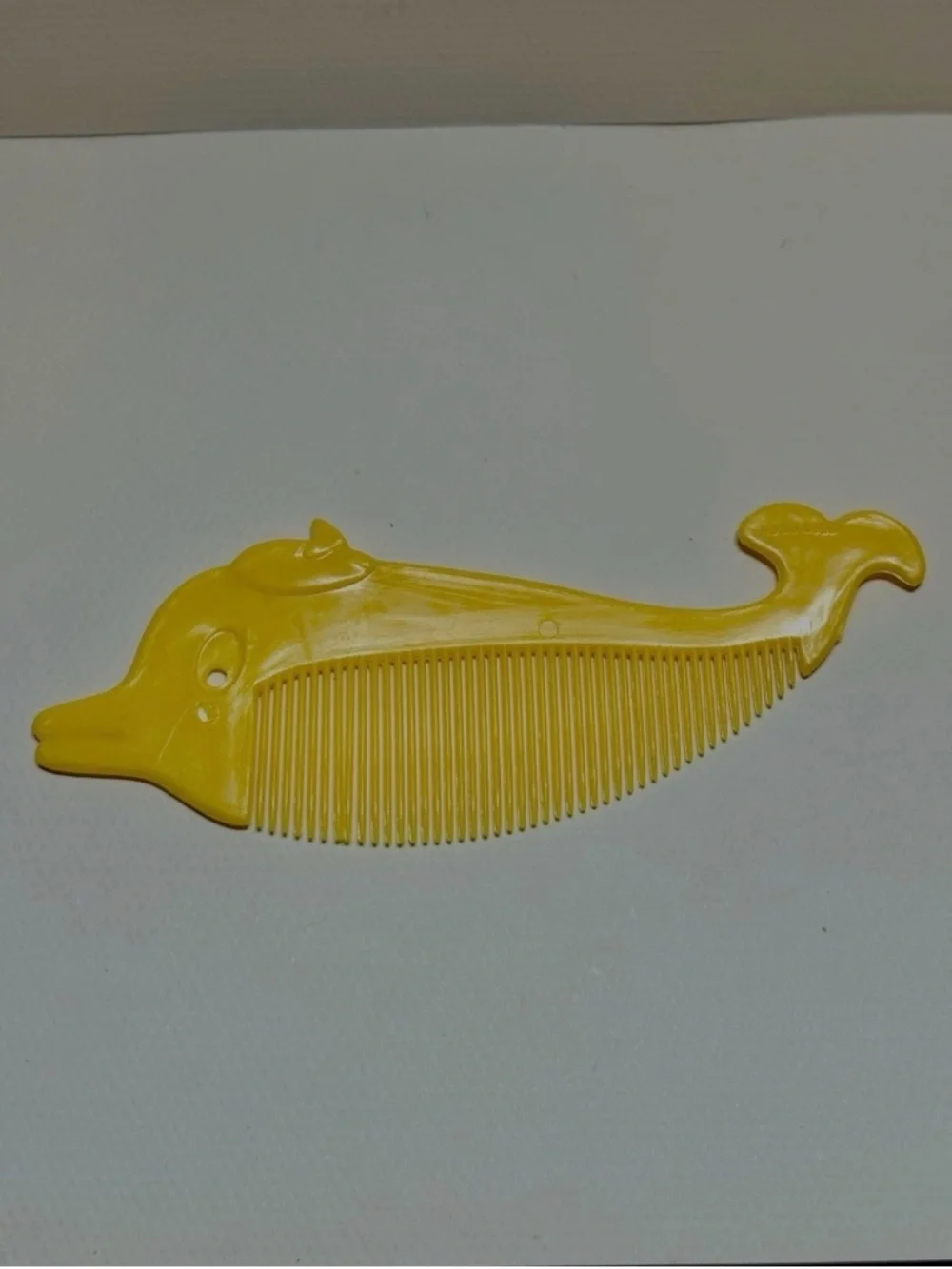 Vintage Yellow Dolphin Children’s / Doll Plastic Comb 1970s Retro Hong Kong